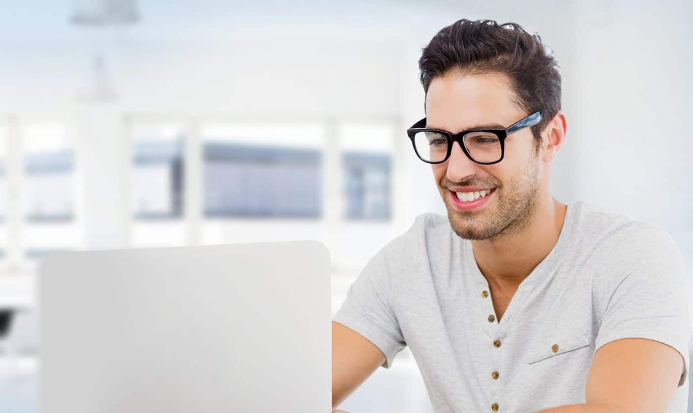 Illustration of a PHP developer working on code with a blue background