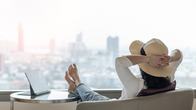 remote worker relaxing after work