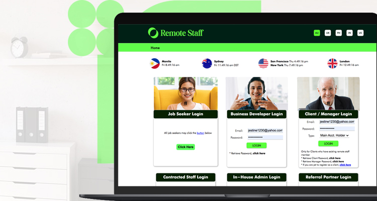 Homepage of Remote Staff Portal