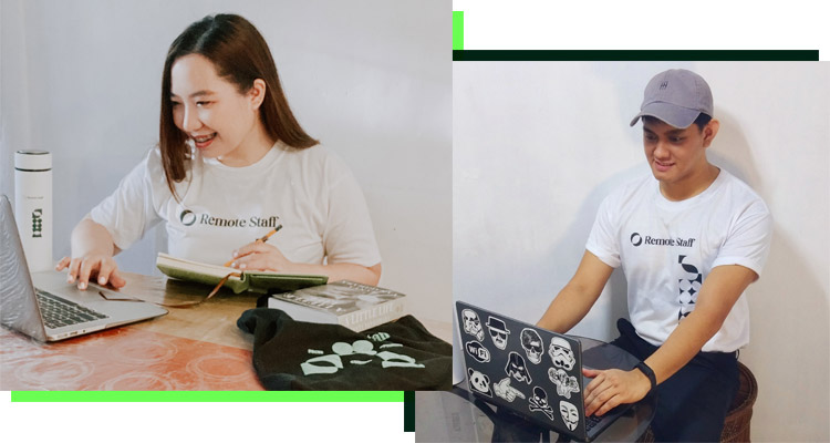 man wearing a cap and woman wearing a white shirtin front of their laptop