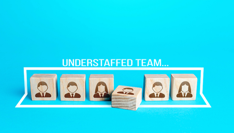 Blocks with a team of people requiring additional staffing