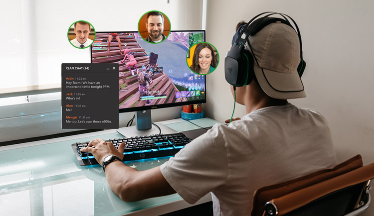 man wearing a hat playing computer game