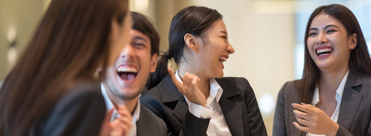 coworkers laughing together