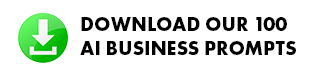 Green download icon next to bold black text that reads “Download our 100 AI business prompts” on a white background.