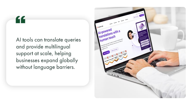 A virtual assistant working with a laptop and AI application.